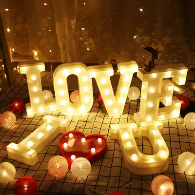 Net red letter light box simple Nordic creative bed head decoration night light swing props girl heart romance