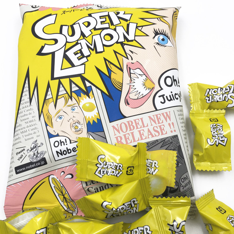 Japanese imported snacks Nobel super sour lemon candy super lemon three-layer sandwich candy 88g hard candy