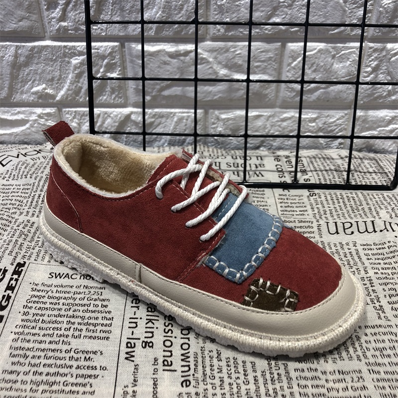 Giày công chúa màu sắc phù hợp với giày của phụ nữ Giày cotton mùa đông cộng với nhung dày ấm vành đai ngư dân để giúp giày vải Hàn Quốc giầy độn nữ