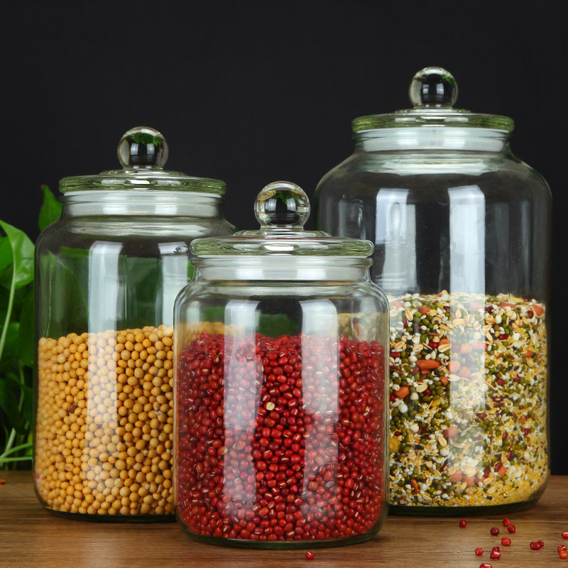 Glass Tea Leaf Jars Five Grain Cereals Chinese Herbal Medicine Seals Storage Tank Damp 10 catty Flower Tea Bottle