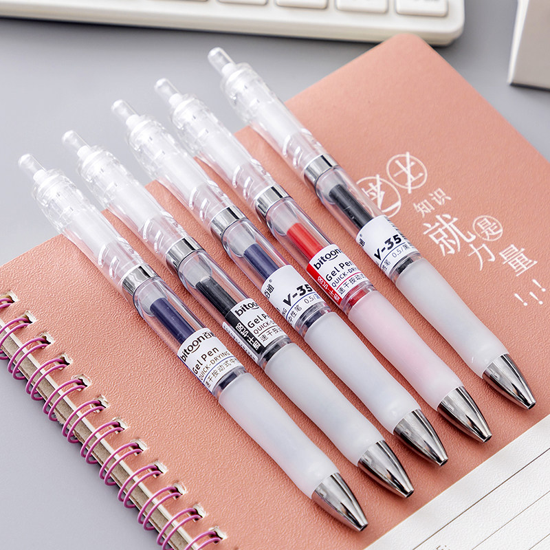 Han Tai press neutral pen 0 5 100 - pass V - 35 office business signature smooth dry press by water pen sign