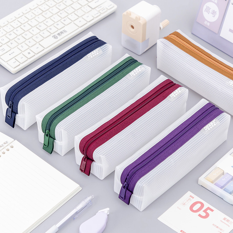 Korean high-value EVA retro square pencil case waterproof grid stationery bag ins large-capacity storage for middle school students