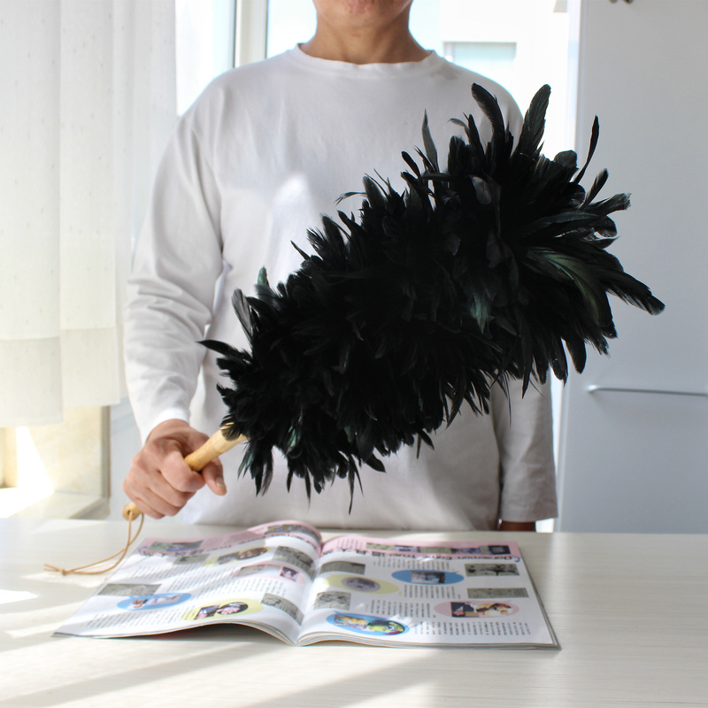 Black Feather Duster, Rooster Feather Duster, Dust Removal Duster, Cleaning Tool, Household Cleaning, Car Use Feather Duster