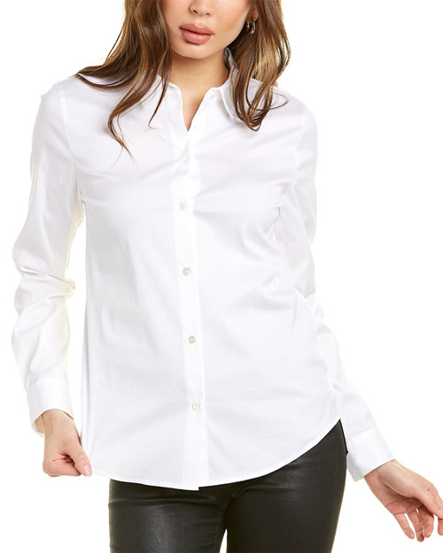 TH women's Larissa2 classic commuter basic pure shell 6-button anti-glare stretch cotton shirt