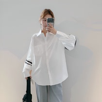 Maternity wear 2024 new loose version large size shirt autumn wear maternity lapel bottoming top spring and autumn white shirt