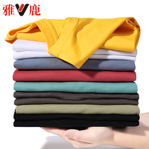  Printed t-shirt mens short-sleeved cotton round neck couple half-sleeved t-shirt summer white bottoming shirt mens simple all-match 100%cotton