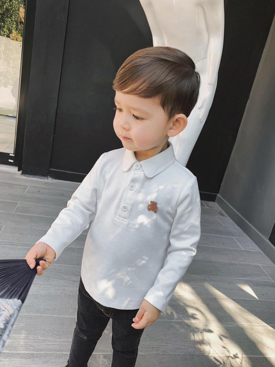 Chen Chen Ma children's clothing children's spring handsome baby bear POLO shirt wild boy lapel base long-sleeved T-shirt