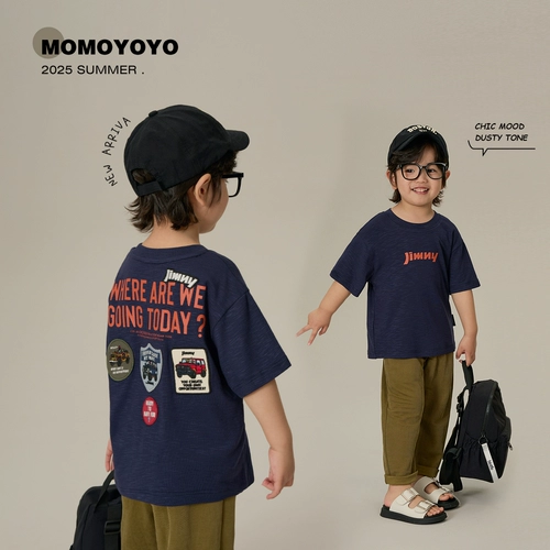 辰辰妈 Детская летняя футболка для мальчиков, детская одежда, короткий рукав, 2025 года