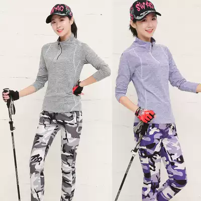 Quick-drying pants suit women's long sleeve T-shirt summer thin hiking fast-drying clothes women's outdoor camouflage fast-drying pants