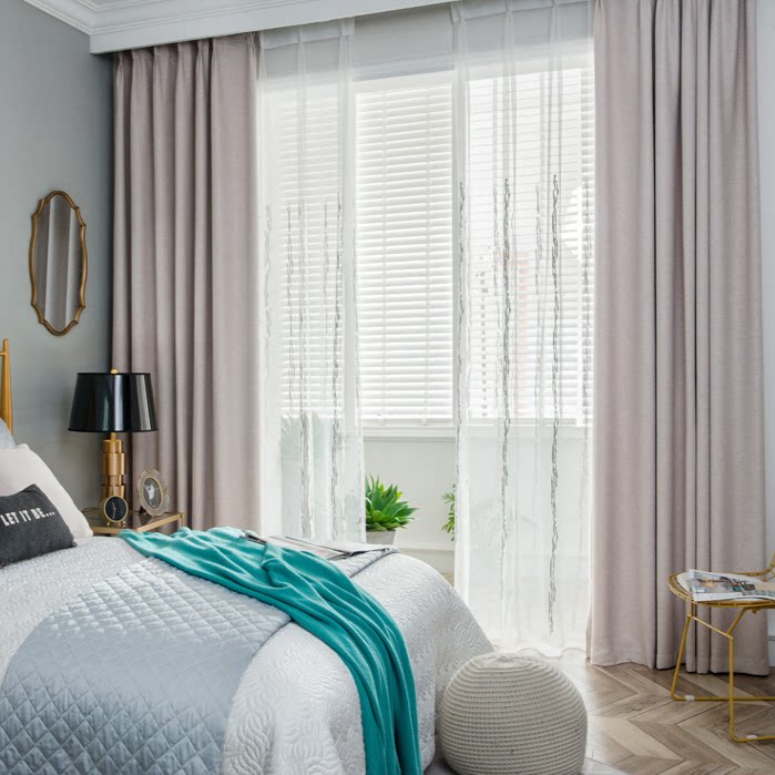 Nordic Pure Color Velvet Goose Down Shade Shade Curtains Living-room Bedroom Curtains Set For Shading Sunscreen Heat Insulation Is Good