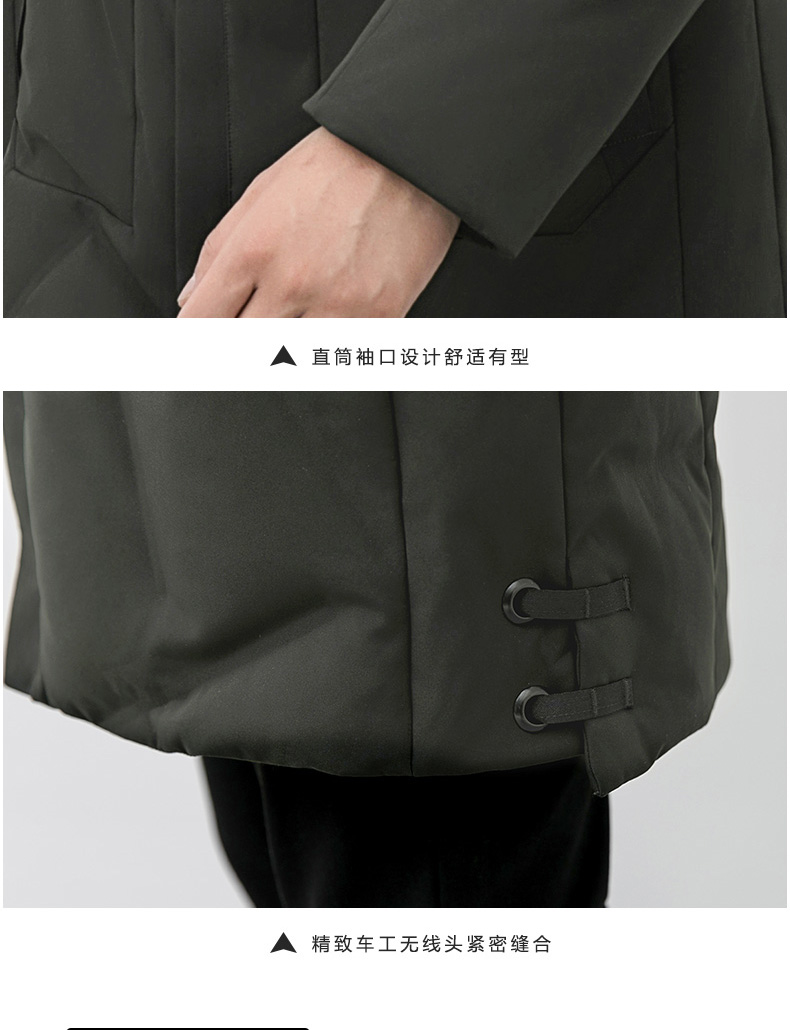 雅鹿 男奢华狐狸毛领 加厚中长 羽绒服 图11