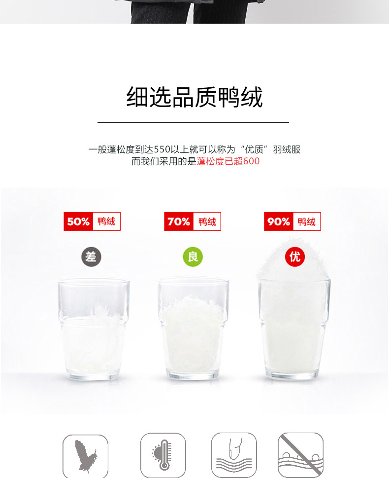 雅鹿 男士加厚中长款 连帽羽绒服 90%充绒量 图2