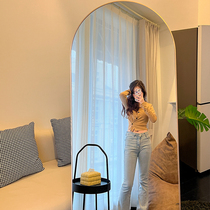 Full Body Wear Mirror Floor Mirror Home Bedroom Dorm Room With Rounded Corners Arched Girls Audition Mirror Mesh Red Dancing Big Mirror