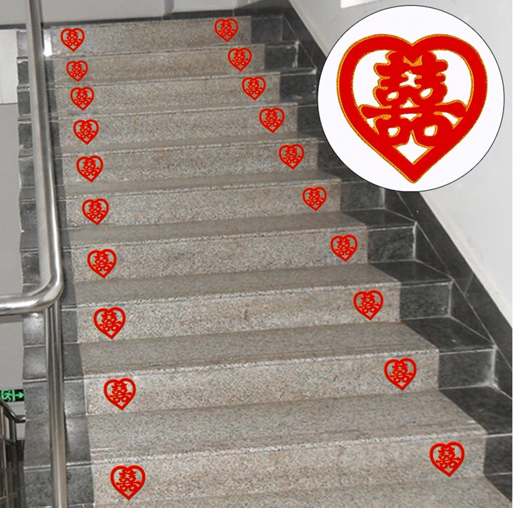 Wedding Wedding Supplies Decorated Steps Stairs of the Festive Character Furniture Stickers stickers Adhesive Words Thick Red Phnom Penh
