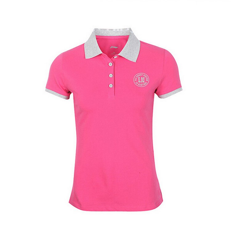 Li Ning ngắn tay của phụ nữ thể thao loạt cuộc sống màu sắc phù hợp với giản dị áo sơ mi ngắn tay áo APLK028 QG áo thun polo cao cấp