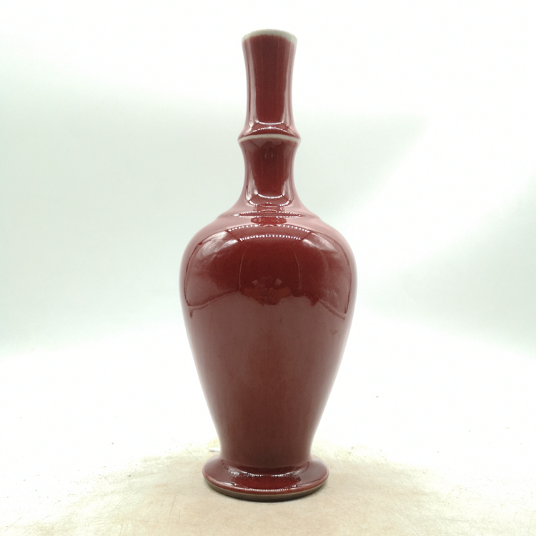 70s Jianguo Porcelain Factory High Temperature Zhu Red Glaze Shake Bell Zumbu Fubottle Imitation Ancient Porcelain Old Goods Factory Goods Pendulum 
