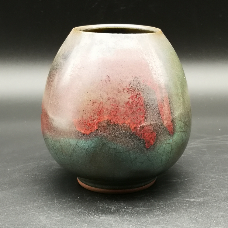Song Jun Kiln Boutique A Little Red Chicken Hearts Jar Brush Wash Imitation Ancient Porcelain Ancient Play Antique Old Goods Flower Arrangement Bottle Hem