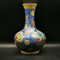 Qing Dynasty Kangxi blue and white Doucai entwined branches figures appreciation vase antique antique porcelain folk old objects collection ornaments