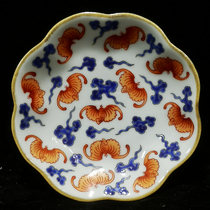 Daoguang official kiln hand-painted Doucai Wanfu pattern small pot melon and fruit plate antique porcelain antique collection old objects and ornaments