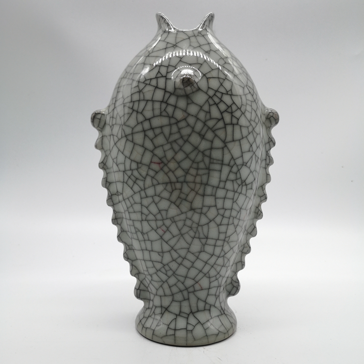 Song Ge kiln ice crack rich fish bottle Chinese style living room desk overall cabinet home decoration jewelry porch vase