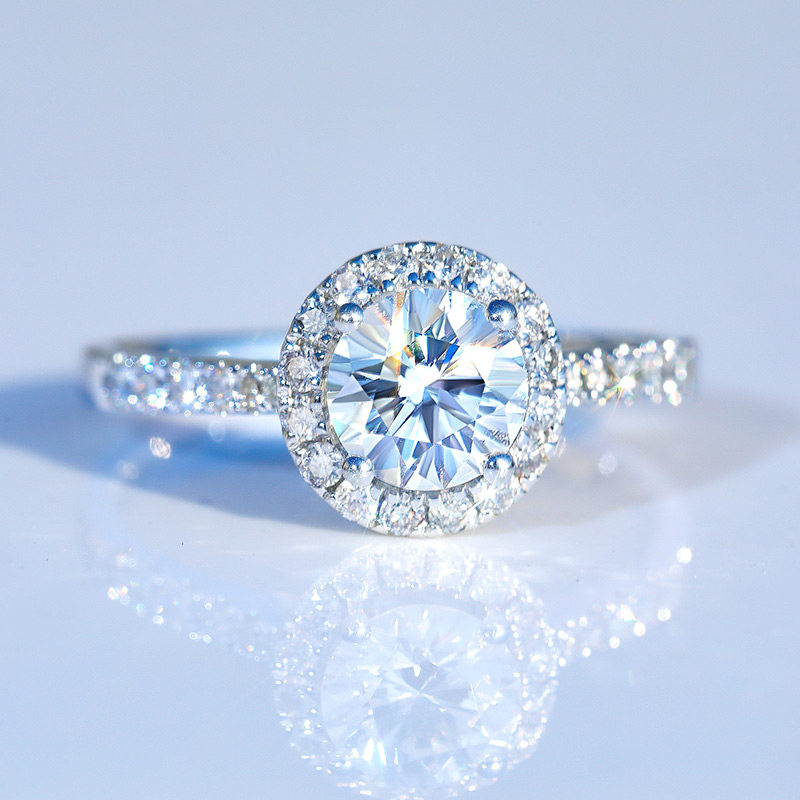 Hi Diamond Diamond Ring Women's 1 Carat Wedding Ring Group Set 30 Point Diamond Ring White 18K Gold 50 Point Proposal Masonry Ring