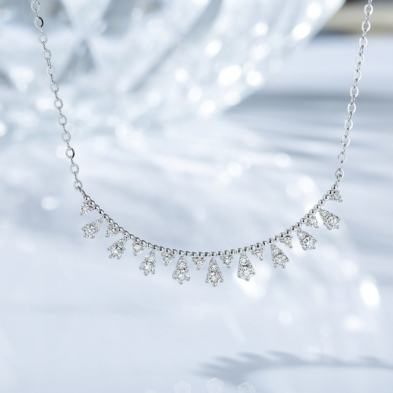 Joy Drill 18K Gold Diamond Necklace Women Real Diamond Platinum Rose Gold Color Gold Group Inlaid Masonry Pendant Lock Bone Chain Sleeve Chain