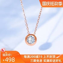 Ji Diamond Pendant Female Colored Golden Diamond Round Rose Gold Single Diamond choker 18K Gold Bubble Diamond Necklace