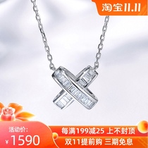 Xi Diamond Ladder Square Diamond Necklace Female Diamond 18K Gold Diamond choker Letter X Pendant