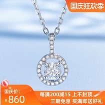 Diamond necklace female 18K gold single diamond brick pendant rose gold choker platinum real diamond pendant