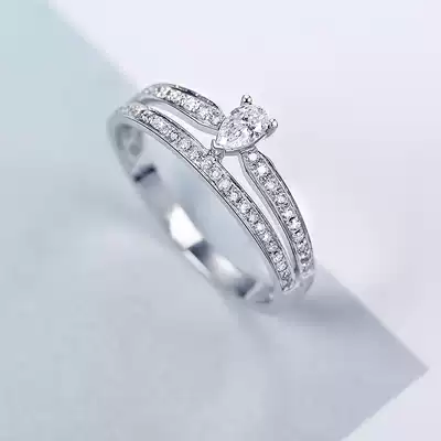 Joy Diamond White 18K gold group Diamond female ring personality water drop shape fashion Diamond Ring Lady tide set ring accessories