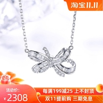 Xi Diamond Ladder Square Diamond Necklace Women 18K Gold Diamond Necklace choker Bow Diamond Pendant