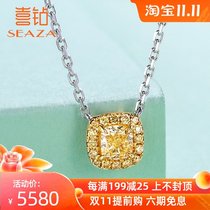 Diamond necklace two-color 18K gold diamond pendant yellow diamond necklace female