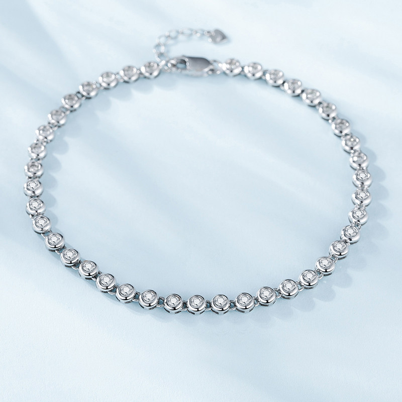 Happy Diamond Bubble Full Drilling Diamond Handmade Female White 18K Gold Real Drill Row Drilling Bracelet Fashion Brick-and-mortar Handmade