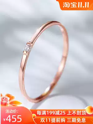 Xia drill small diamond ring female fine diamond rose gold 18K gold diamond ring Gold Gold glossy real diamond color gold tail ring