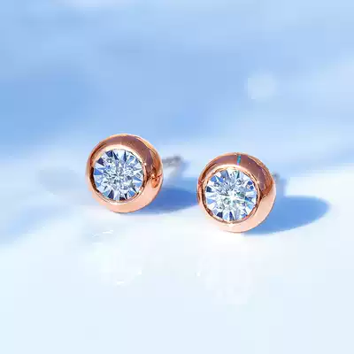 Xia Diamond female ear needle real diamond bubble ear needle rose gold ring white 18K gold gold single diamond 30 points ear ornaments