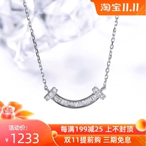 Xi Diamond Ladder Square Diamond Necklace Women 18K Gold Diamond Necklace Smiling Necklace choker