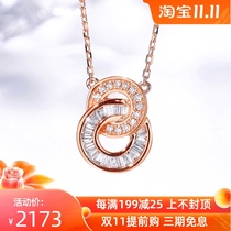 Xi Diamond Ladder Square Diamond Necklace 18K Gold Diamond Necklace Group Set of Diamond Double Ring Pendant choker