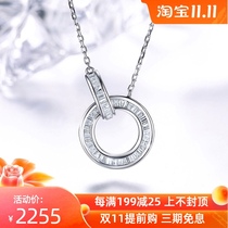 Xi Diamond Ladder Square Diamond Necklace Women White 18K Gold Diamond Necklace Diamond choker Double Ring Pendant