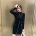Áo thun nữ tay dài mùa thu 2018 phiên bản mới của Hàn Quốc có cổ cao dây kéo trái tim kiểu áo retro thời trang hoang dã áo thun tay lỡ Áo phông