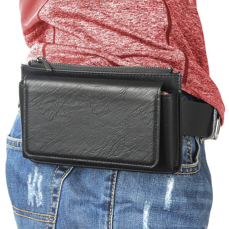 Mobile phone pocket wearing leather strap Apple xsmax shell hanging waist-room leather sleeve 8plus pull-chain wallet card male elderly universal