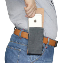 Light vertical style mobile phone hanging out of pocket wearing leather strap male single layer buckle belt leather jacket 6 inch 6 5 inch Summer new