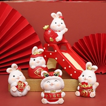 2023 table small swing piece desk in-car Spring Festival Decorative Props Rabbit year New Years auspicious materia year gift