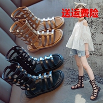 Girl Boots Sandals Sandals Nets Red Fashion Little Princess Mid ten-year-old girl RoMartin boots Fall Inn Wind
