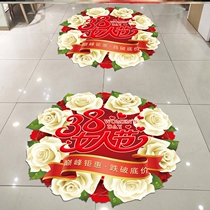 Three-eight Womens Day Decorative Mall Event Glass Shop Windows Sticker Goddess Festival Placement Clothing Jewelery PVC ground paste