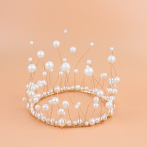 10pcs net red pearl crown hat Handmade birthday cake decoration Crown princess hat