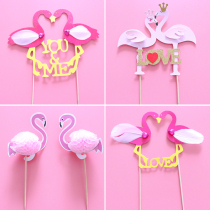 ins Net Red flame bird plug-in pink swan birthday cake plug-in birthday party letter solitaire decoration