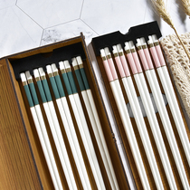Ceramic chopsticks 10 pairs of household bone China high-grade European court luxury exquisite wooden box gift box Gift good light luxury