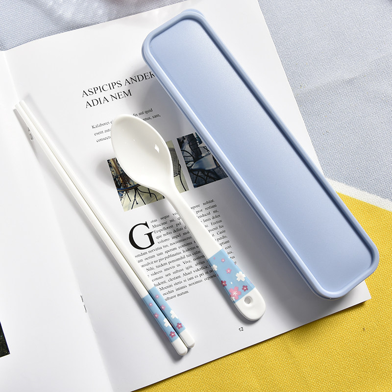 Portable Tableware Ceramic Spoon Chopsticks Single Pack Light Luxury Internet Celebrity Ins Creative Cute Work Student High Value - Taobao