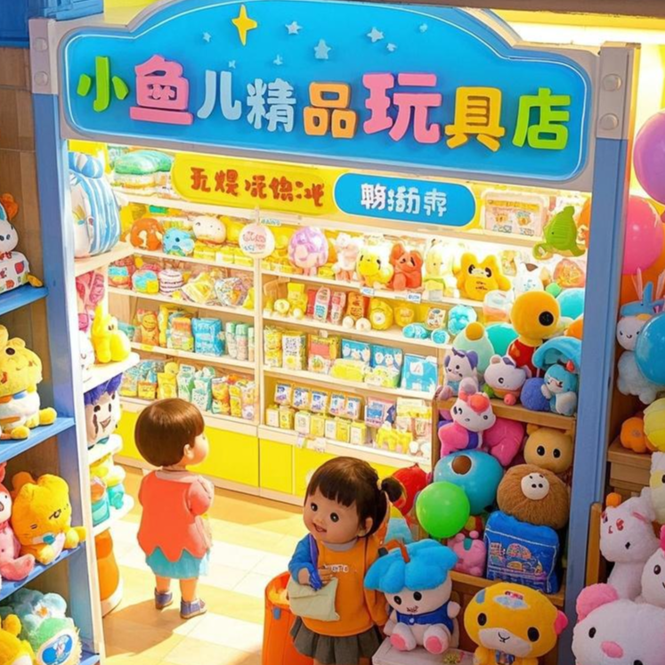 小鱼儿精品玩具店的LOGO