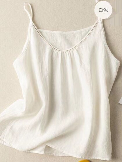 夏季纯棉吊带背心女装棉麻纯色打底外穿文艺复古薄款宽松内搭上衣